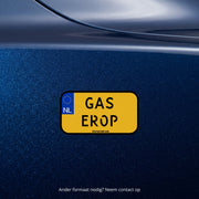 3x Gas Erop Kentekenplaatstickers – formaatvoorbeeld
