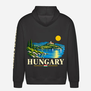 Hungary Travel Hoodie – Lake & Hill Landscape Graphic
