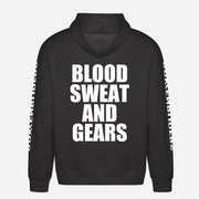 Blood Sweat And Gears Hoodie – achterkant met grote rugprint