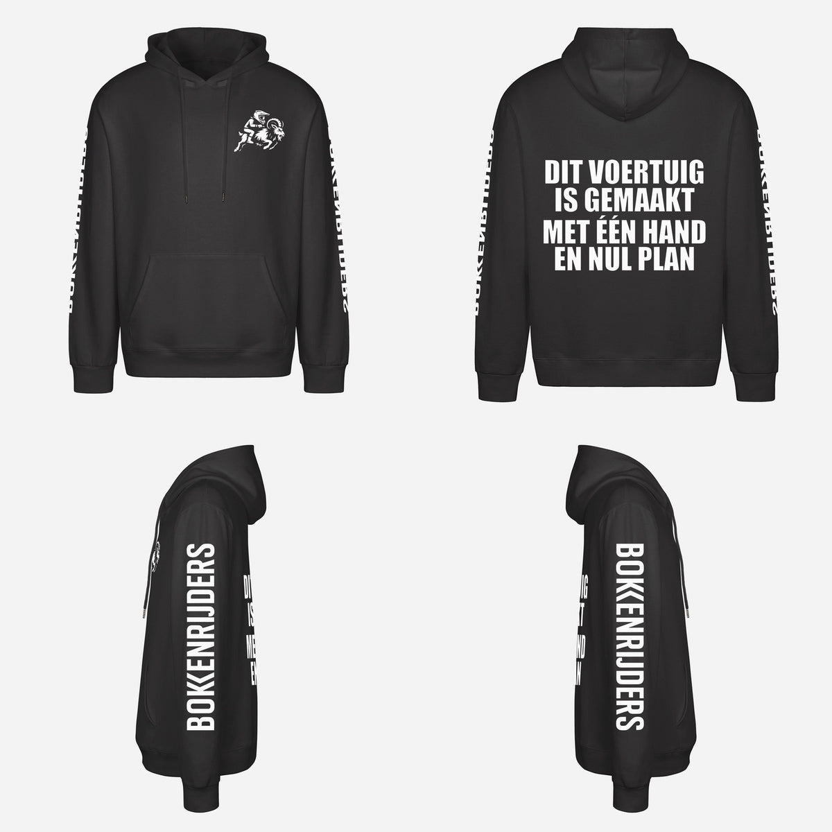 Dit Voertuig Is Gemaakt Met Één Hand En Nul Plan Hoodie – overzicht van de hoodie