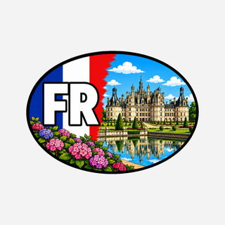 FR Landcode Sticker voor Auto, Motor, Camper & Caravan – Chambord, Château de Chambord en vijver