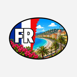FR Landcode Sticker voor Auto, Motor, Camper & Caravan – Nice, Côte d’Azur en kustboulevard