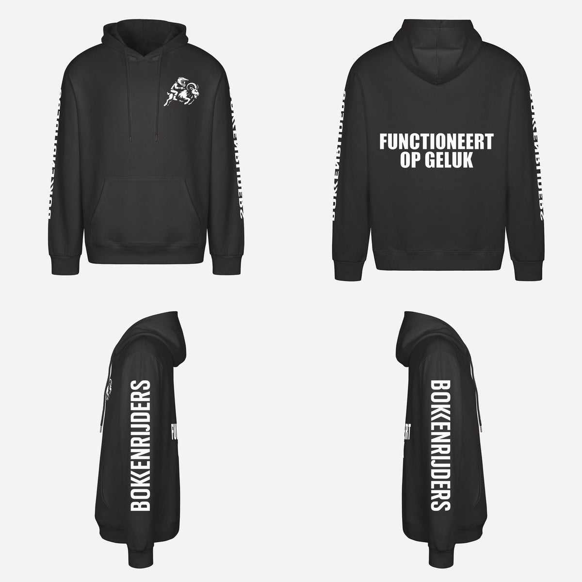 Functioneert Op Geluk Hoodie – overzicht van de hoodie