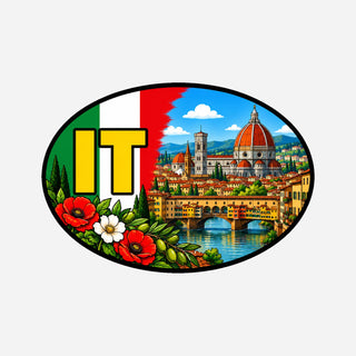 IT Landcode Sticker voor Auto, Motor, Camper & Caravan – Florence, Duomo van Florence en Ponte Vecchio