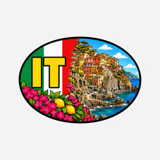 IT Landcode Sticker voor Auto, Motor, Camper & Caravan – Manarola, klifhuizen en rotsachtige kust