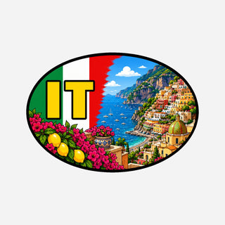 IT Landcode Sticker voor Auto, Motor, Camper & Caravan – Positano, steile kust en Middellandse Zee
