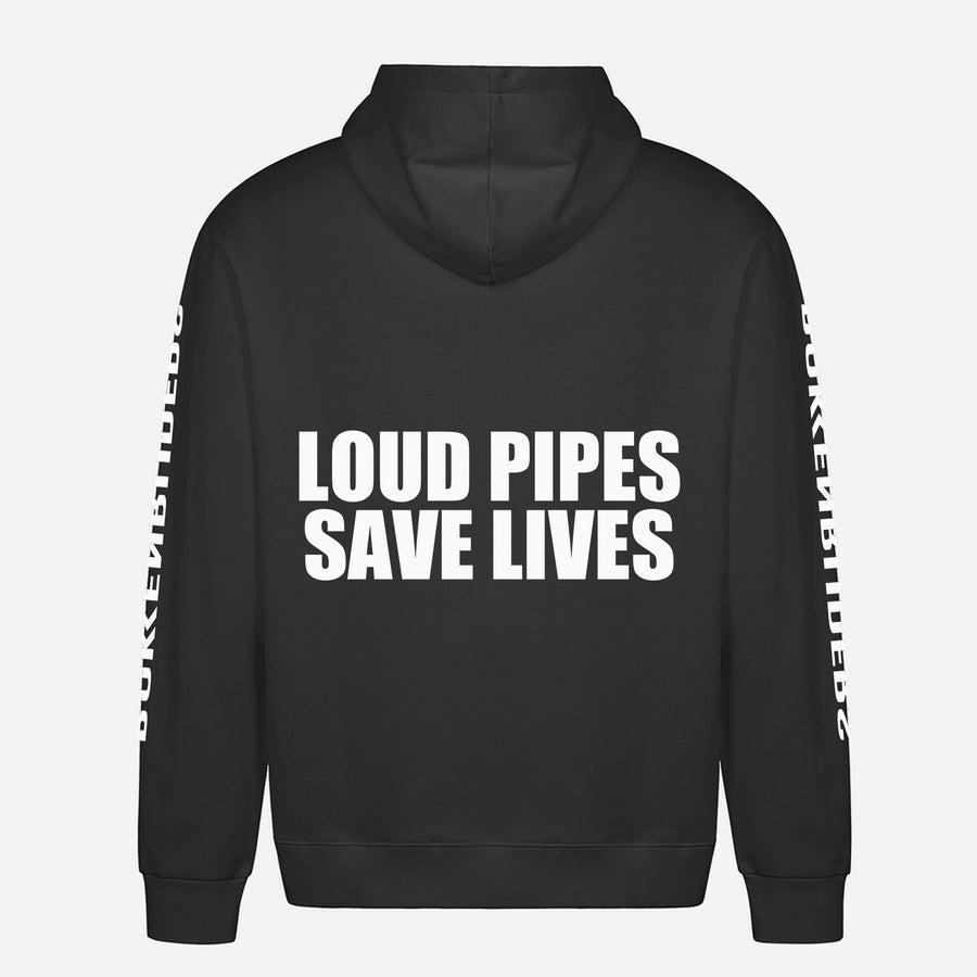 Loud Pipes Save Lives Hoodie – achterkant met grote rugprint