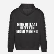 Mijn Uitlaat Heeft Een Eigen Mening Hoodie – achterkant met grote rugprint