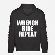 Wrench Ride Repeat Hoodie – achterkant met grote rugprint